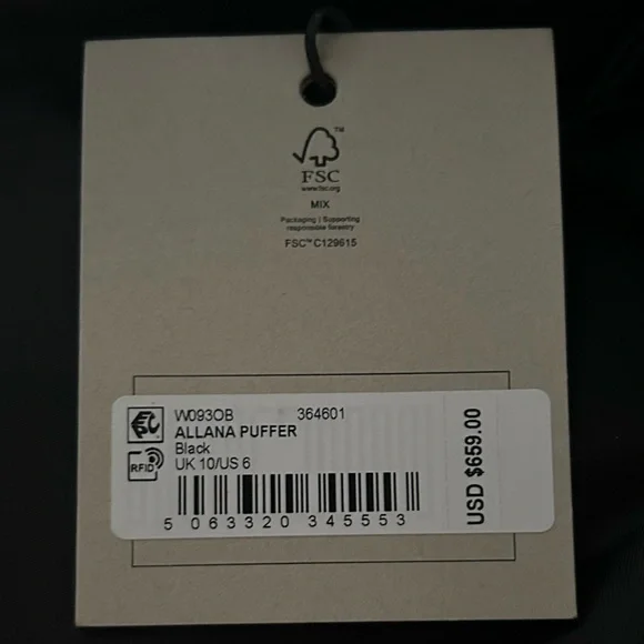 All Saints Long Black Allana Puffer Jacket - Picture 2 of 6